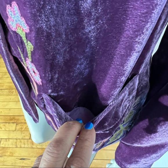 J.Jill Velvet Blazer Jacket Floral Embroidery - Picture 11 of 13